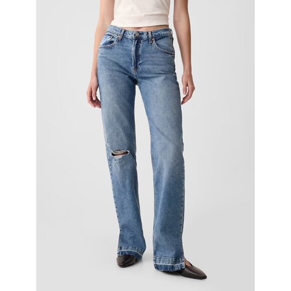 GAP Sz. 12 Mid Rise '90s Loose Jeans in Medium Wash Casual Comfy Denim - Picture 1 of 15